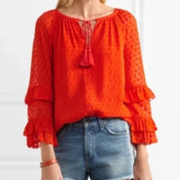 Tory Burch Red Blouse with Tassel Detail - Picture 1 of 16